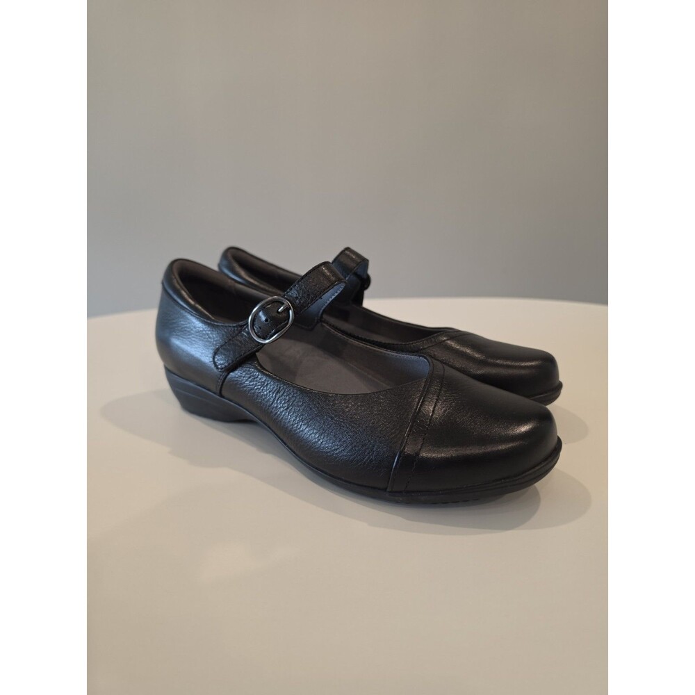Dansko Fawna Mary Jane Comfort Dress Shoe Hook&Loop Strap Black Leather Size 40